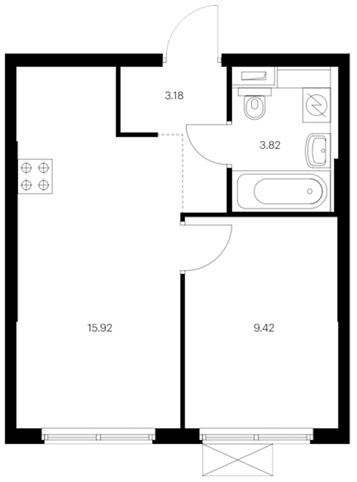 1-комнатная квартира 32.34 м², 9/12 эт., ЖК «Таллинский парк»